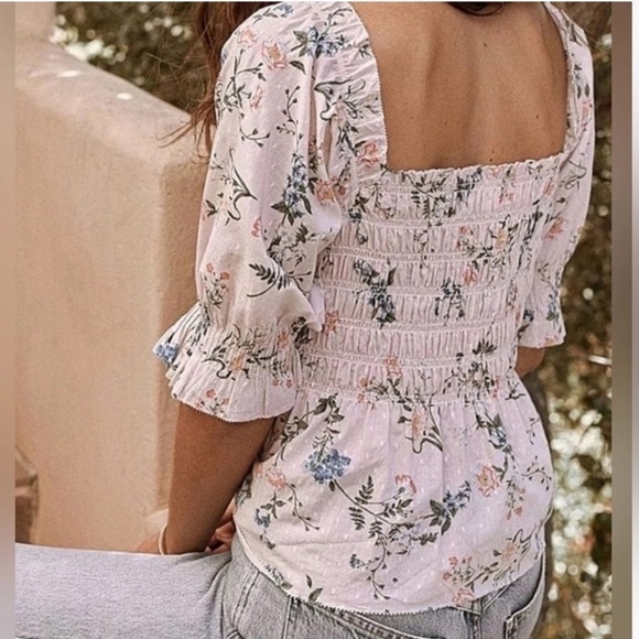 Saylor Clover Floral Puff Sleeve Blouse Size m Multicolor Spring - Picture 3 of 10